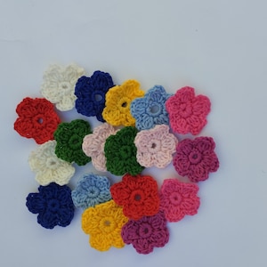 set of 10 handmade crochet flower appliques