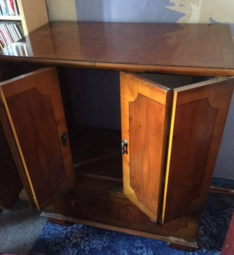 Vintage Polished Tv And Cabinet