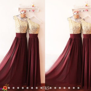 burgundy sequin bridesmaid dress
