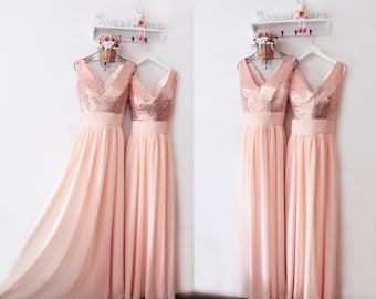 peach maxi dress bridesmaid
