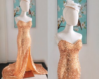 blue and gold mermaid dress