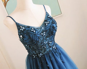 navy blue glitter dress