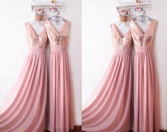 dusty rose gold dress