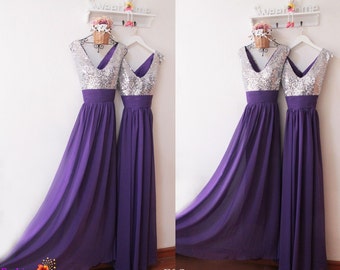 purple and silver dress
