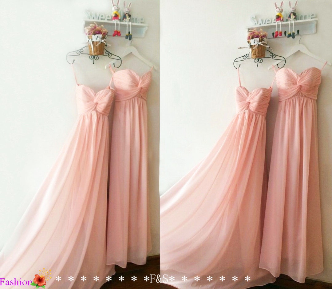 Blush Pink Bridesmaid Dress Sweetheart Bridesmaid Dress Empire Long