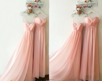 Blush Pink Bridesmaid Dresses,Sweetheart Bridesmaid Dresses Empire Long Pregnant Bridesmaid Dress Pink Bridesmaid Dresses