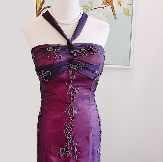 y2k purple dress Y2K Vintage Lilac Maxi Dress Viscose Made in USA Fashion Elegant Purple Small