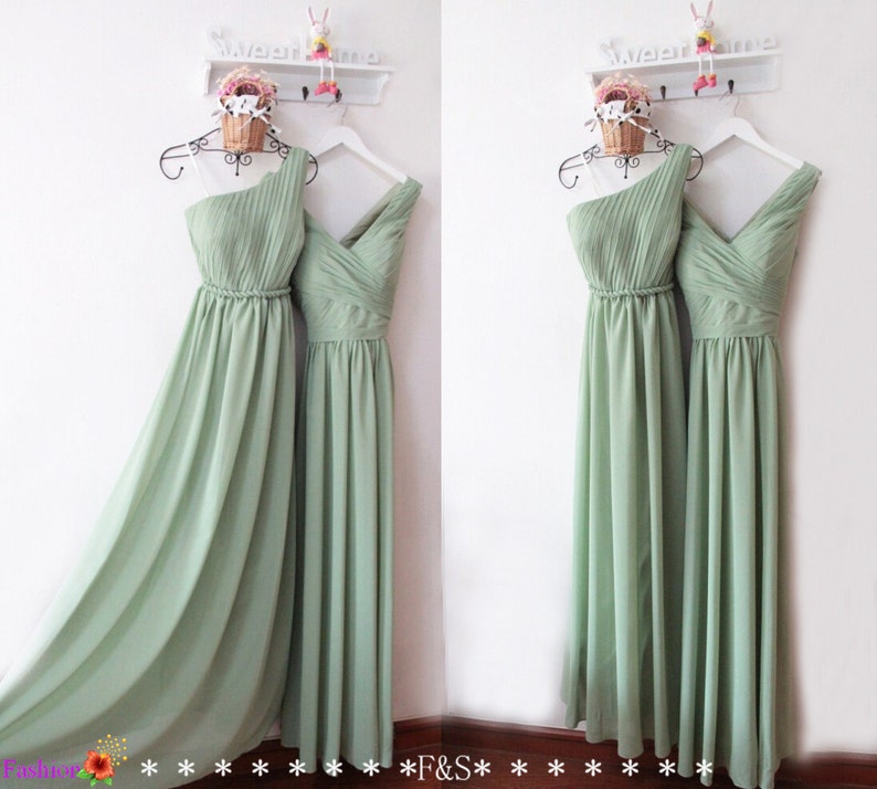 Sage Green Bridesmaid Dresses One Shoulder Sage Green Bridesmaid Dresses Sage Bridesmaid Dresses image 4