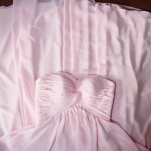 Blush Pink Chiffon Bridesmaid Dress: Sweetheart Empire Gown
