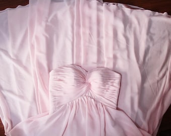 Blush Pink Chiffon Bridesmaid Dress: Sweetheart Empire Gown