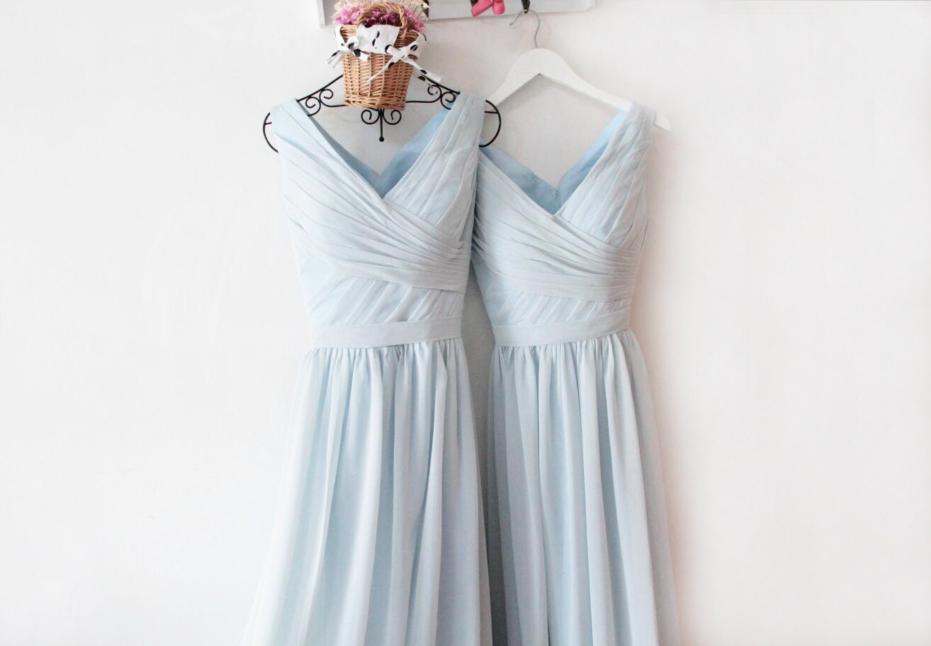 etsy infinity bridesmaid dress Chiffon Elize Gown Blue | RSH-08.19.26 Color:dusty blue