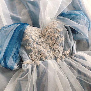 Off shoulder beaded sweetheart blue tulle bridesmaid dress long tulle bridesmaid dress off shoulder elegant long lace up dress for wedding