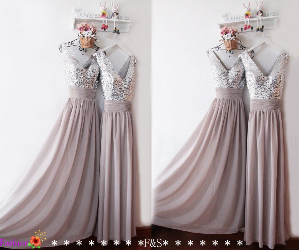 Grey Bridesmaid Dresssexy Bridesmaid Dresslong Chiffon Grey Etsy