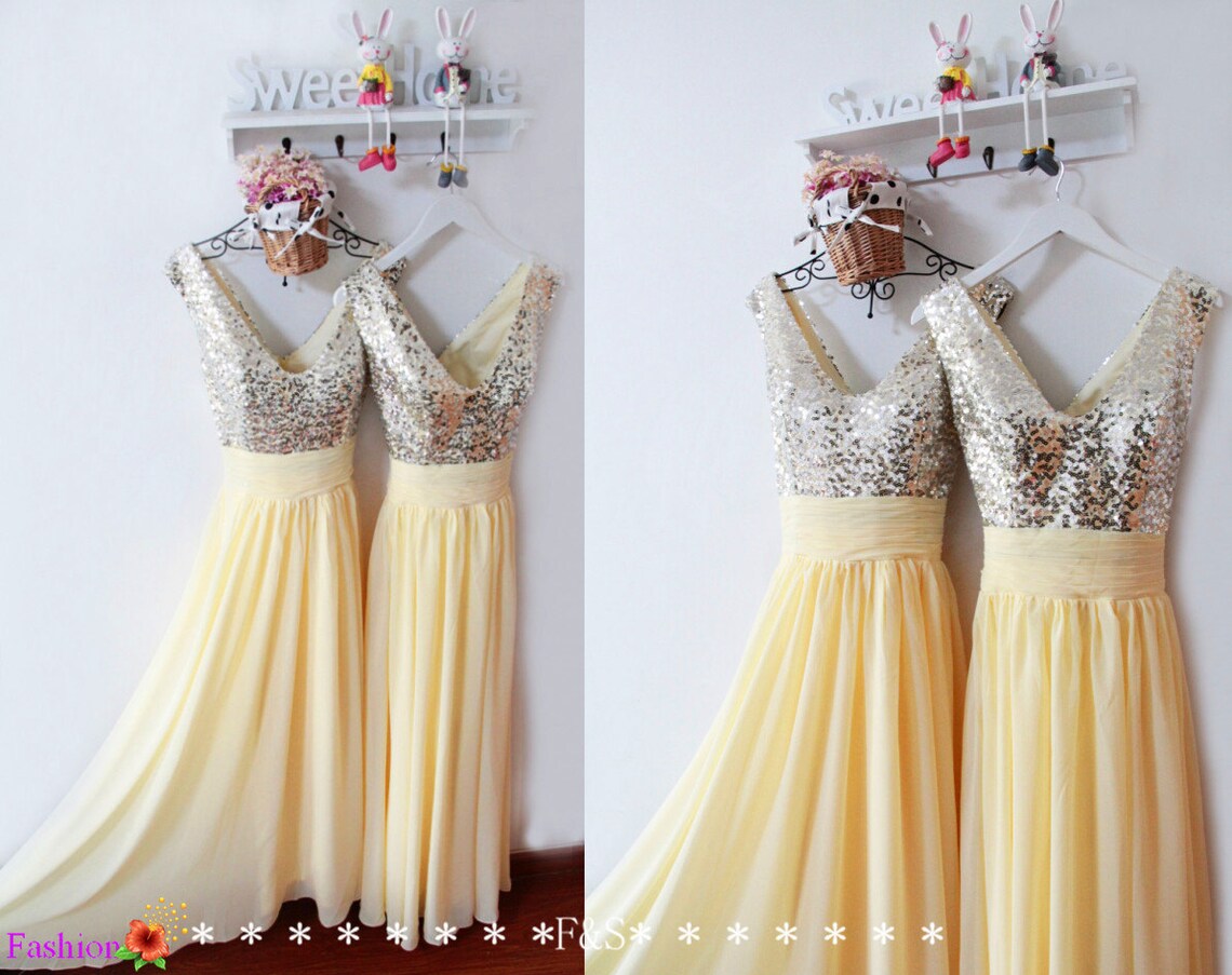 Yellow Halter Sequins Long Prom Dress Formal Party Dress,DP791