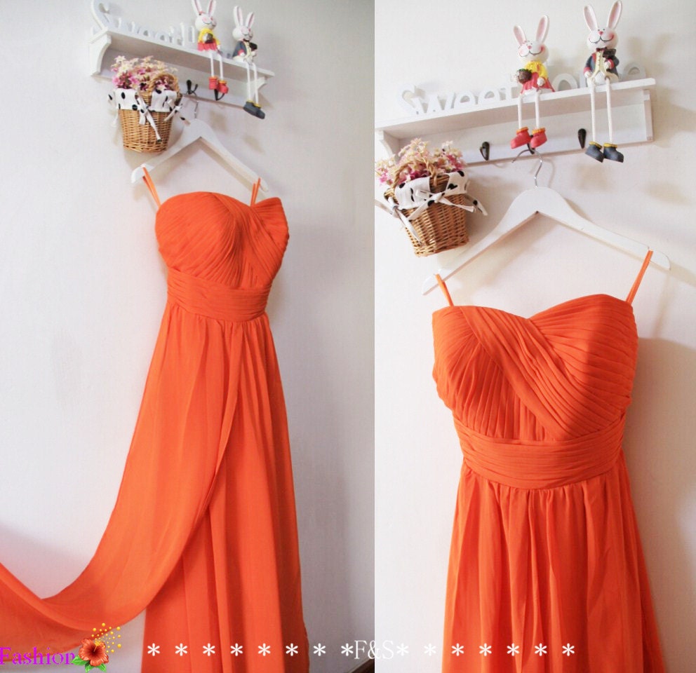 Orange Bridesmaid DressSexy Simple Long Orange DressLong | Etsy