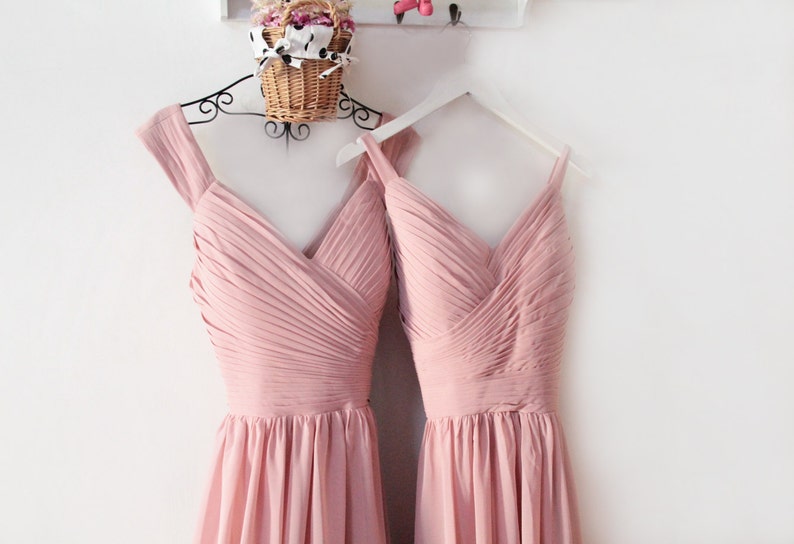 Dusty Pink Bridesmaid Dress Rose Elegant Prom Dress Ruched Etsy