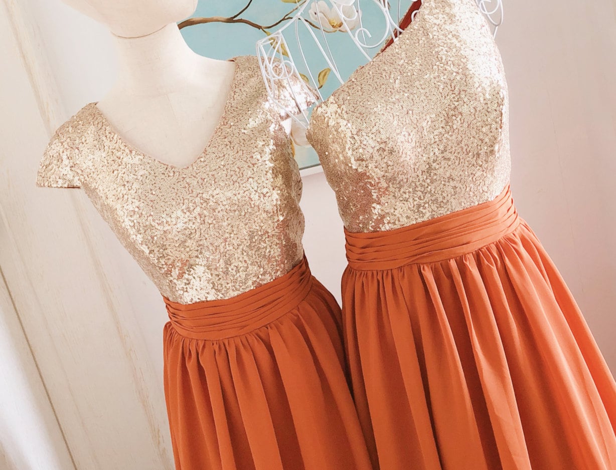 Terracotta Bridesmaid Dress Chiffon - Etsy