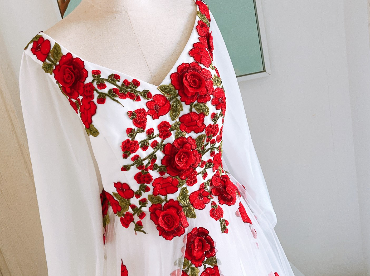 strapless open back dress 1950s Wiggle Sundress and Scarf in Red Vintage Roses main image 1