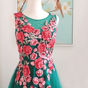 Floral Colored Wedding Dress Green Slit Emerald Green Flowers Fairy Bridal Gown