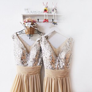 Champagne Sequin Bridesmaid Dresses,Plus Size Bridesmaid Dress,Junior Champagne Dress Bridesmaids image 3