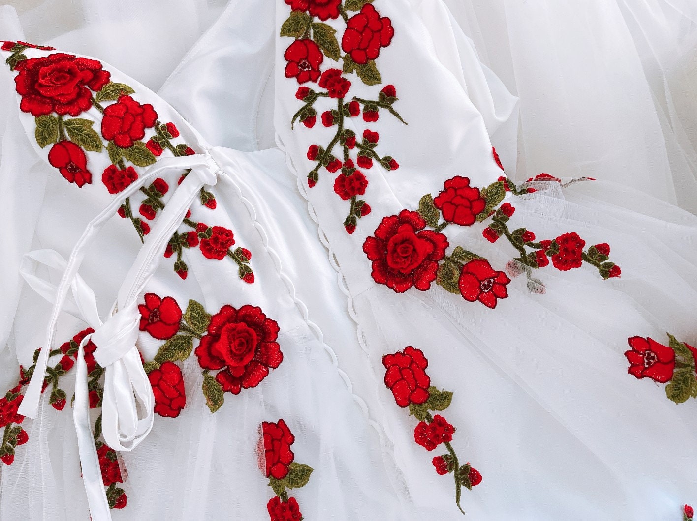 red rose embroidered dress RED ROSE ONE-SHOULDER MAXI DRESS IN RED | CULT MIA