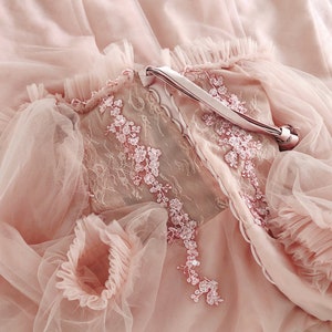blush fairy prom dresses,long blush pink prom dresses with long sleeve,pink formal prom dresses image 8