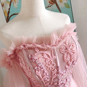 blush fairy prom dresses,long blush pink prom dresses with long sleeve,pink formal prom dresses image 5