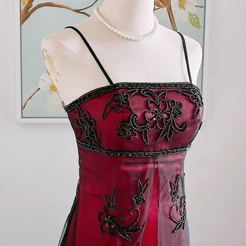 black and pink prom dress ZAPAKA Women Black Pink Flower Tulle Prom Dress Strapless A-Line Floral Embroidered Sweep Train Long Evening Dress, Black Pink Flower / AU12