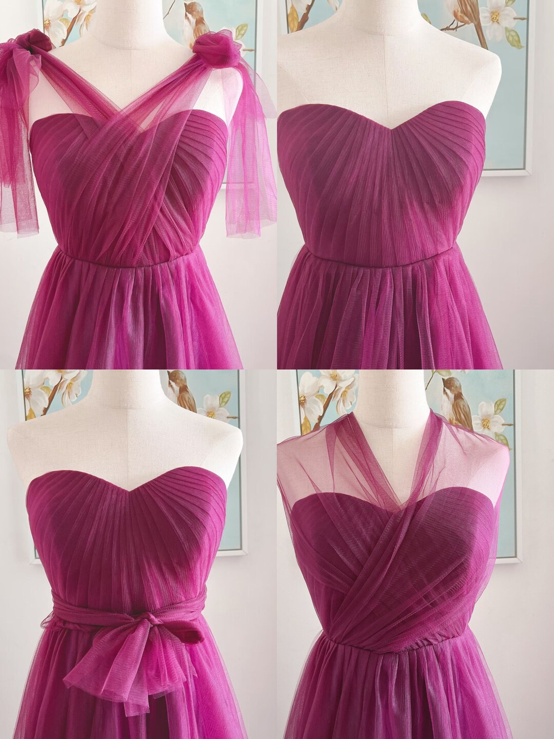 Off-the-Shoulder Multi Wear Convertible Bridesmaid Dresses Grape