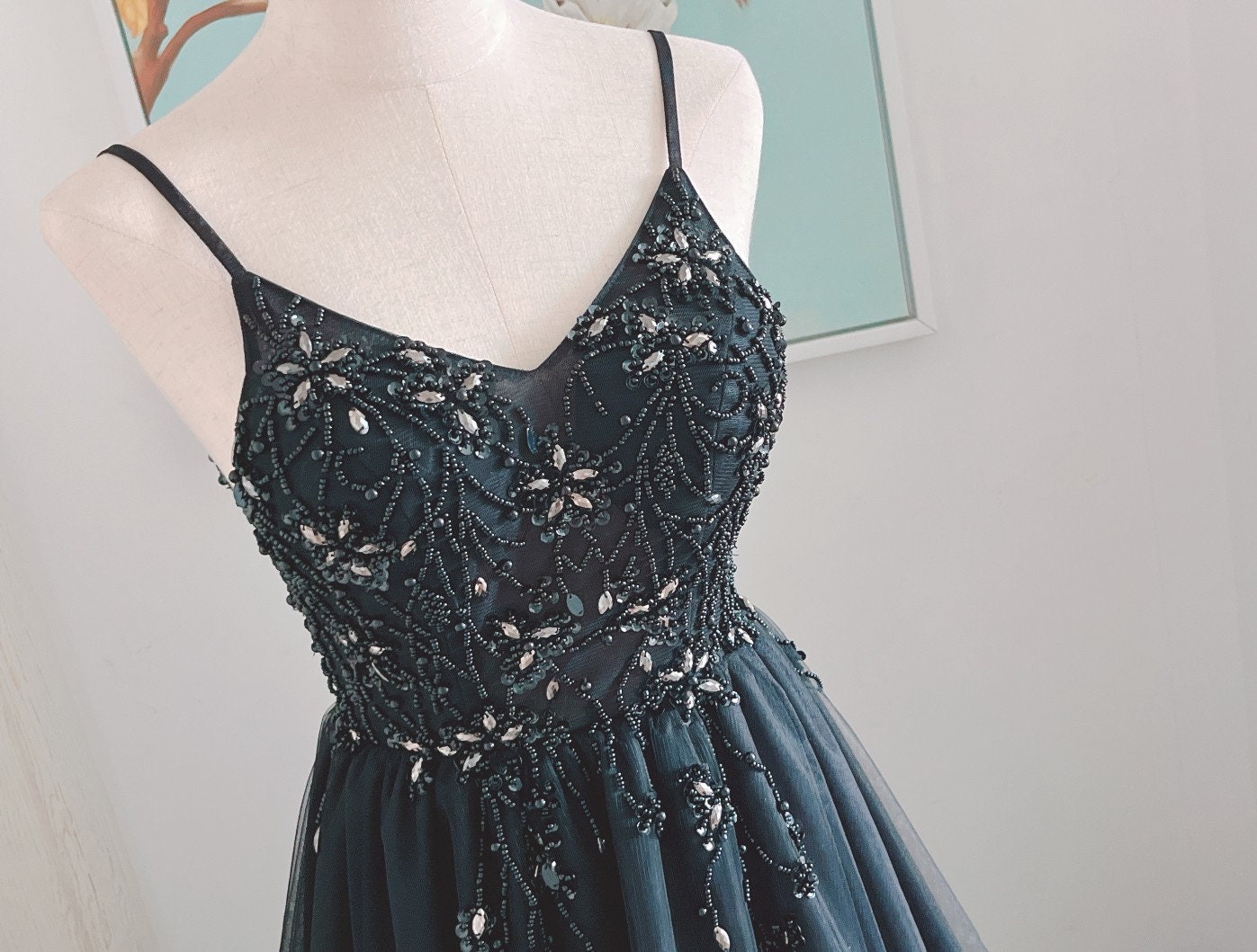 rhinestone see through mesh bodycon dress Midnight Heiress Crystal Mini Dress With Designer Black back:crisscross MIDDLE AGEOrigin Color:Ink blue