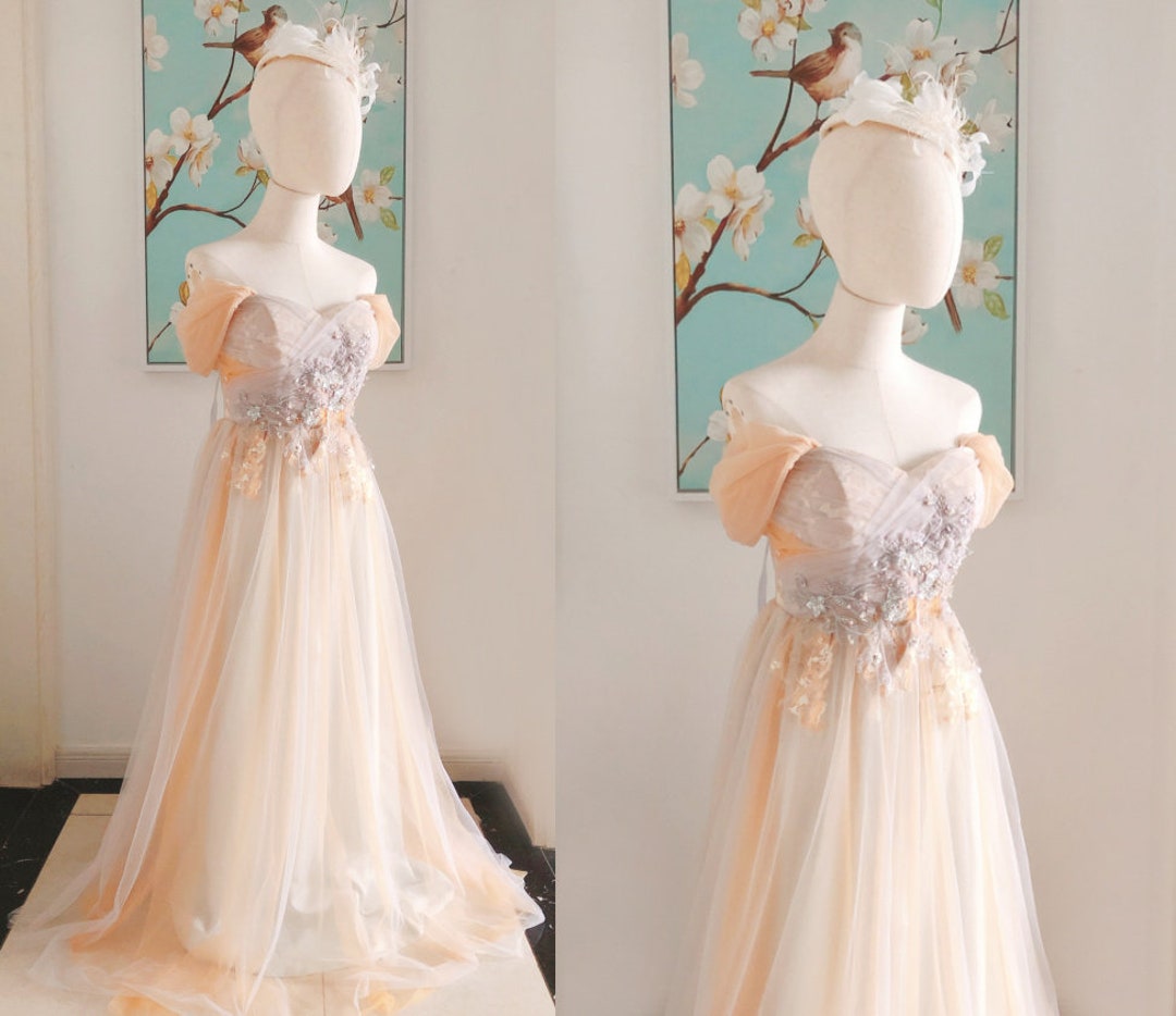 Off The Shoulder Champane Prom Party Dress Birthday Dress Evening Dress main image 1