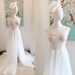 Sparkly Wedding Dresses with Slit, Boho Wedding Dresses, Shiny Low Back Tulle Wedding Dress for Girls, Sparkly Prom Dresses