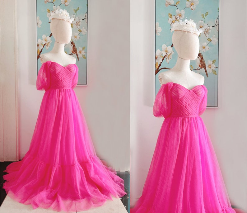 Hot Pink Dresseshot Pink Prom Dresses Cheappink Formal Etsy