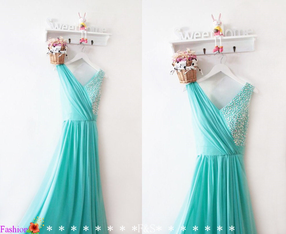 Elegant Prom Dressaqua Bridesmaid Dressreception - Etsy