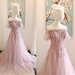Off Shoulder Corset Fairy Pink Prom Dresses,Pink Tulle Jeweled Formal Evening Gowns Off Shoulder,Wedding Reception Dresses,Engagement Dress 