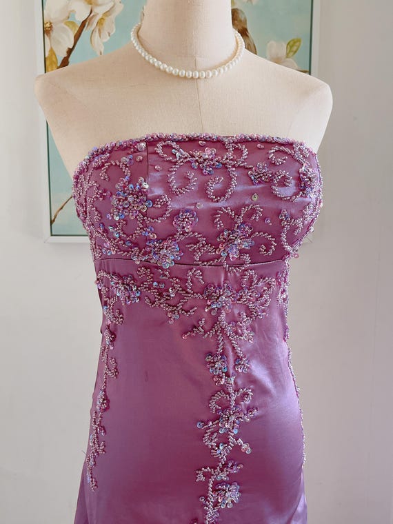 y2k party dresses Vintage Evening Dress Ruched Black Mesh 2000s Punk Bubble Prom Dress Small Stylish and fashion make you more attractive Vintage Y2K Purple Sheath Beaded