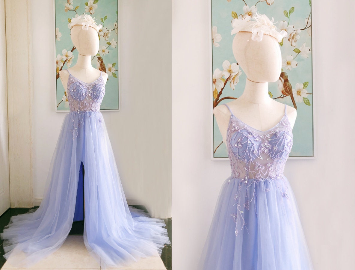 Lace and Tulle with Beaded Dresses Lilac