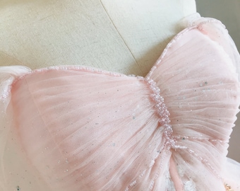 Blush Pink Tulle Prom Dress: Sparkly Jewel Evening Gown