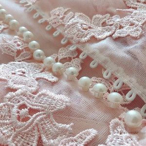 Blush Pink Lace Wedding Dress: Elegant V-Neck Bridal Gown