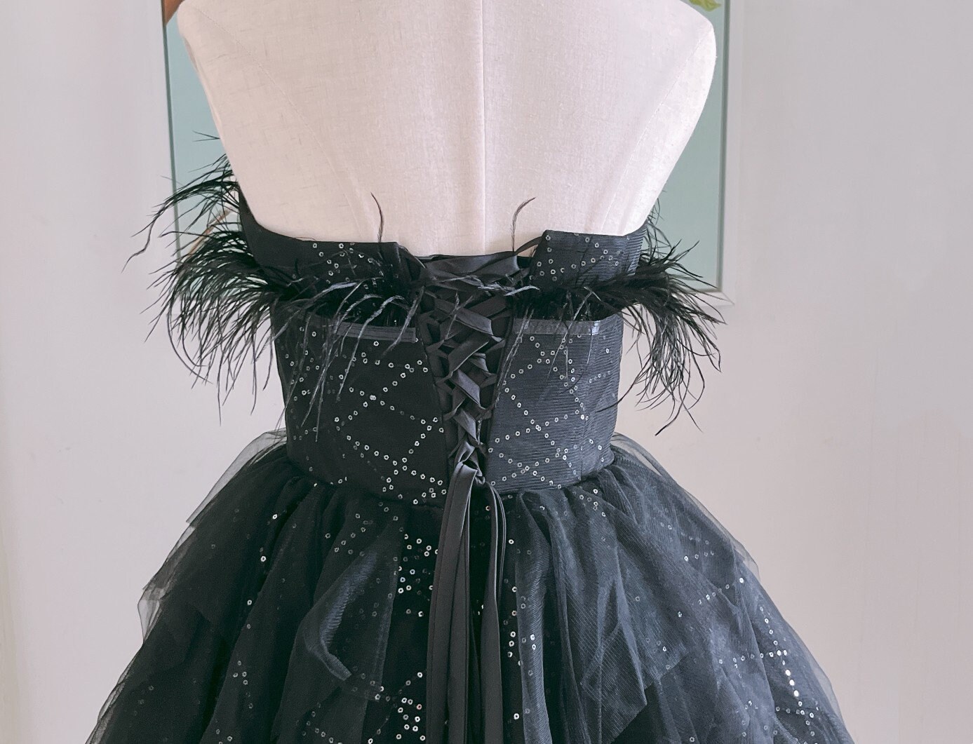 black feather homecoming dresses Illusion Deep V Neck Beads Feather Pink Homecoming Dress for Black Women QH2512 US10 / Custom Color