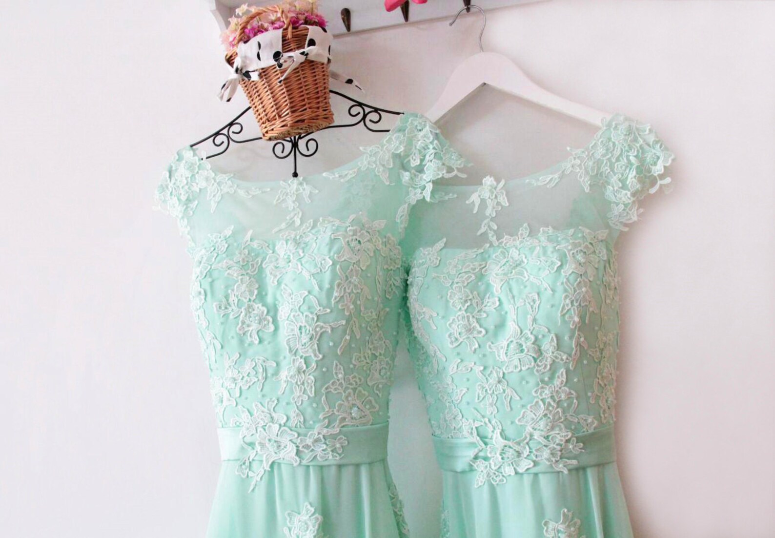 Mint Prom DressMint Bridesmaid Dress LaceSexy Beaded Custom | Etsy