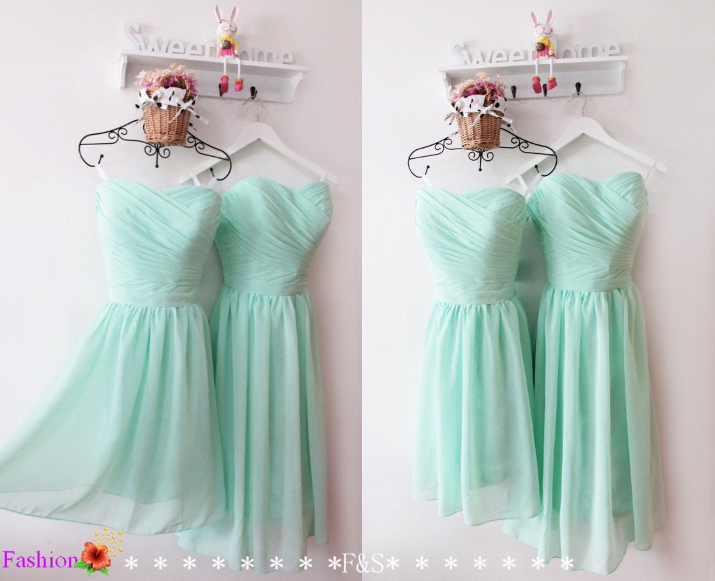 Short Mint Bridesmaid Dress Custom Prom Dress Mint Women's