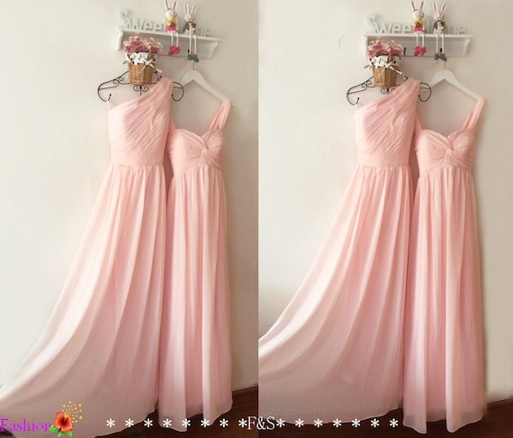 Pink Junior Bridesmaid DressesLong Prom 