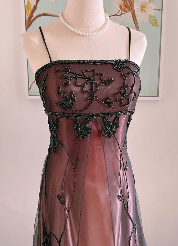 Vintage 90s Brown Satin Prom Gown: Beaded Backless Evening Dress - Etsy  Israel