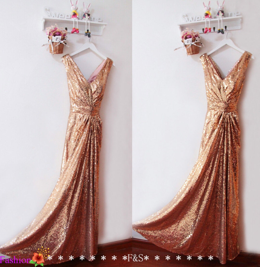 Vestido de fiesta de oro rosa vestido completo de - Etsy México Vestido de fiesta de oro rosa vestido completo de - Etsy México