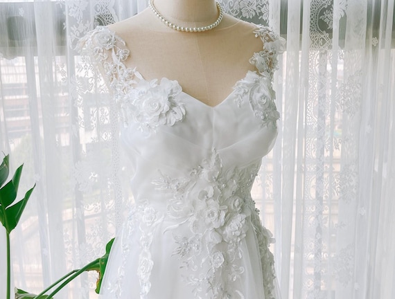 wedding homecoming dresses Blush Pink Floral Lace Homecoming Dresses High Neck Puffed Sleeve Tea –  Viniodress main image 0