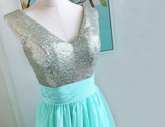 Mint top sequin dress