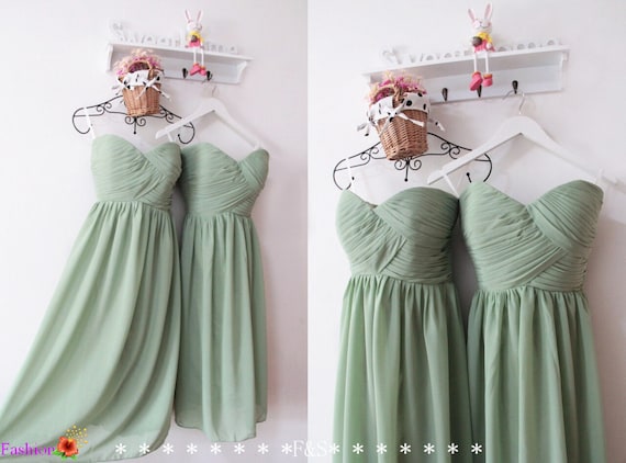 short sage bridesmaid dresses
