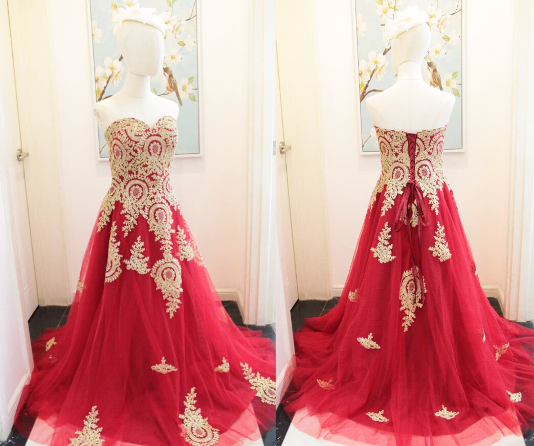 gold and red prom