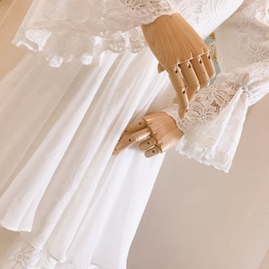 Lace Long Lantern Sleeve Wedding Dress Modest Scoop Neck - Etsy